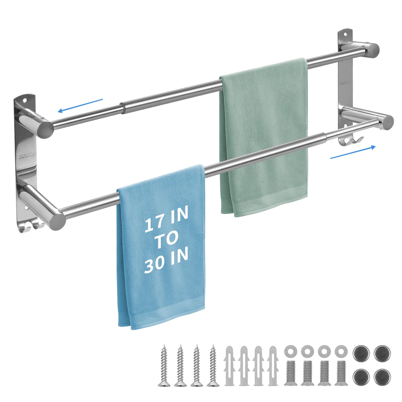 Adjustable Stainless Steel Double Towel Bar