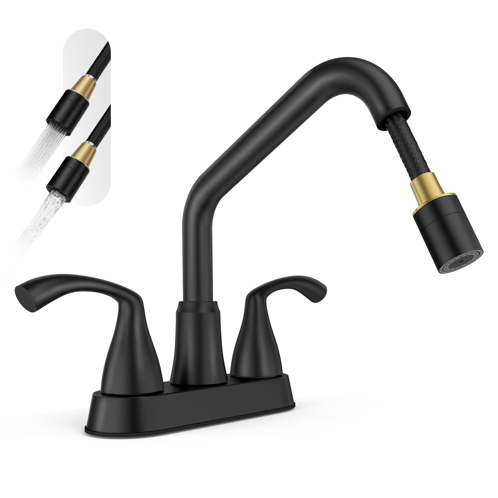 Matte Black Laundry Faucet with Pull-Out Sprayer