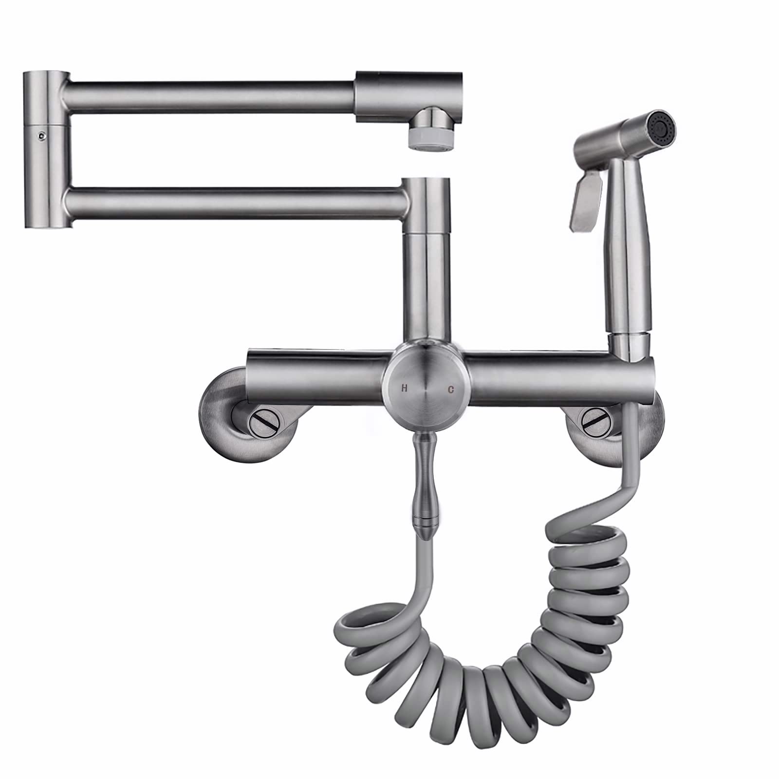Folding Wall Mount Kitchen Faucet with Side Spray
