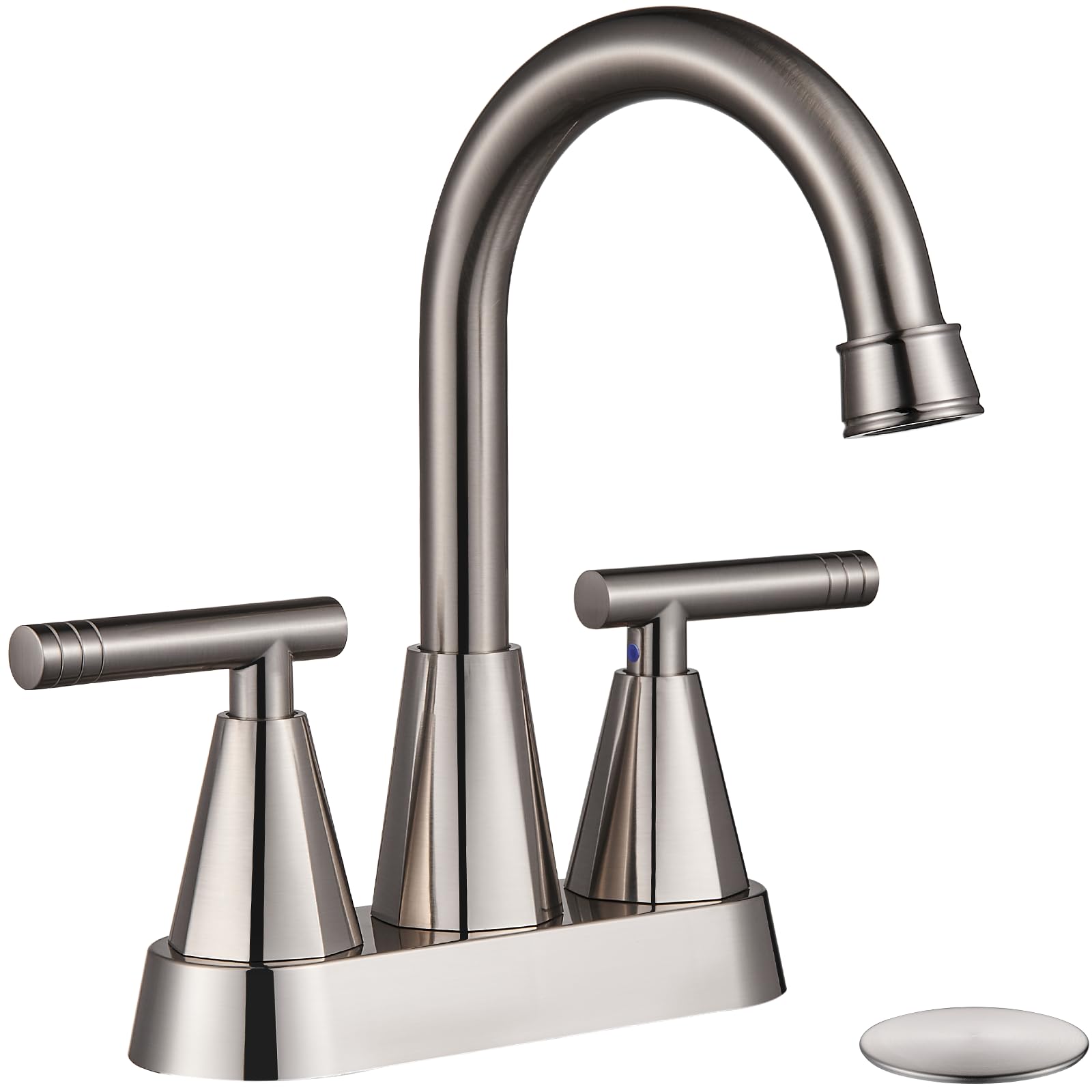 Brushed Nickel 4-Inch Two-Handle Centerset Faucet