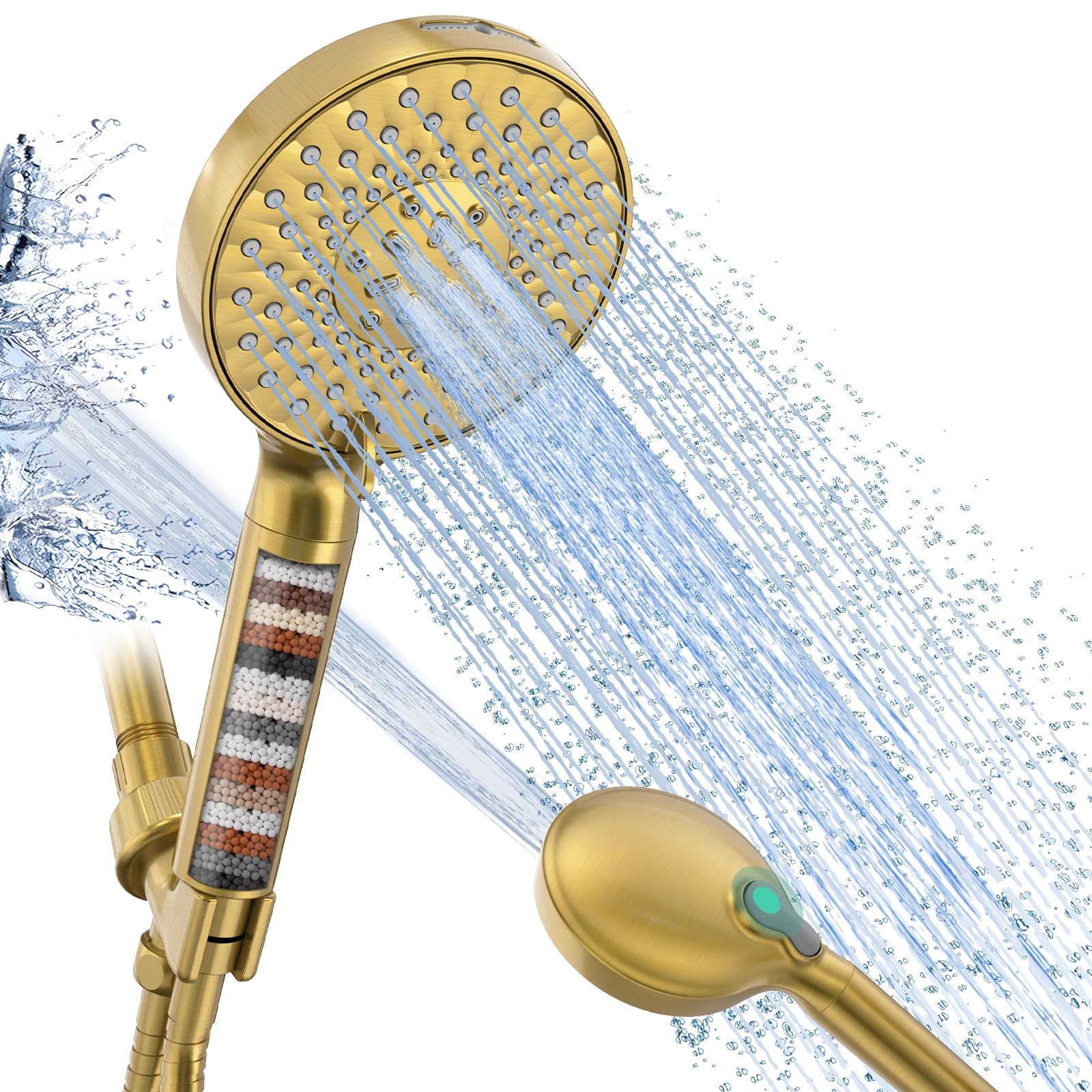 Brushed Gold Filtered Handheld Shower Head