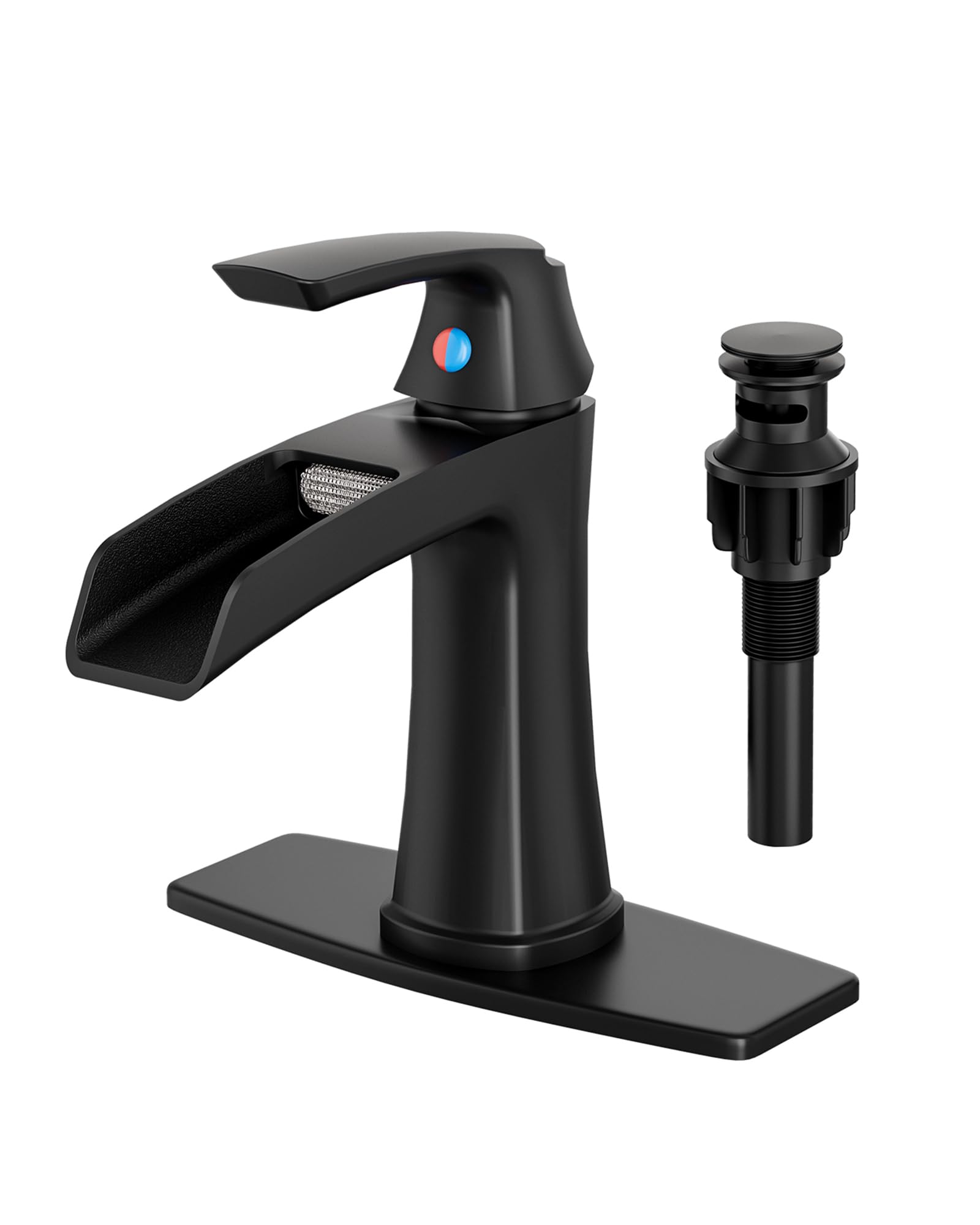 Matte Black Waterfall Vanity Faucet with Single Handle